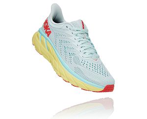 Hoka One One Clifton 7 Womens Road Running Shoes Morning Mist/Hot Coral | AU-8031597